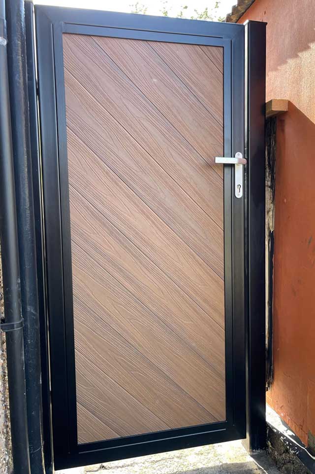Modern Side Gate with Composite Oak Panels
