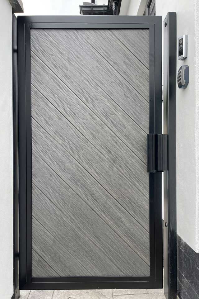 Modern Side Gate with Composite Grey Panels