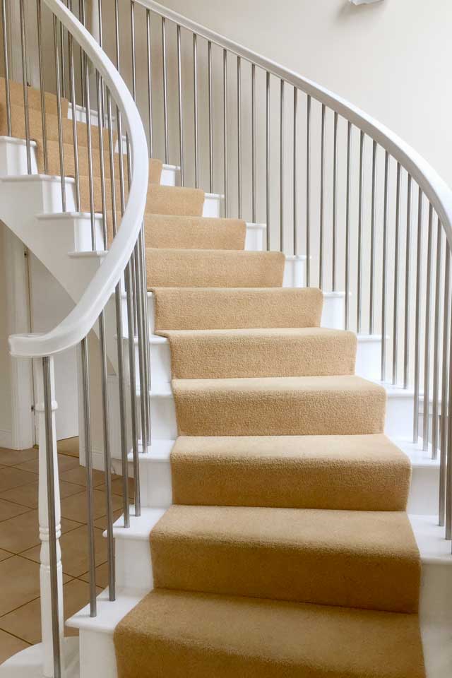 Traditional Style Staircase with Chrome Metal Spindles